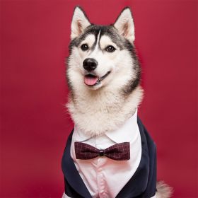 Pet Dog Suit Swallowtail Dress Shirt (Option: Navy Blue Dress-6L)