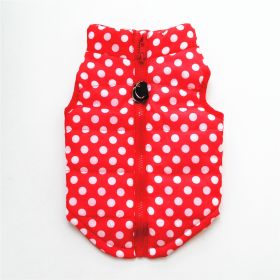 New Dog Clothes Winter Thickened Dog Cotton-padded Jacket Waistcoat Vest Down Silk Cotton Traction Buckle (Option: Red Polka Dot-L)